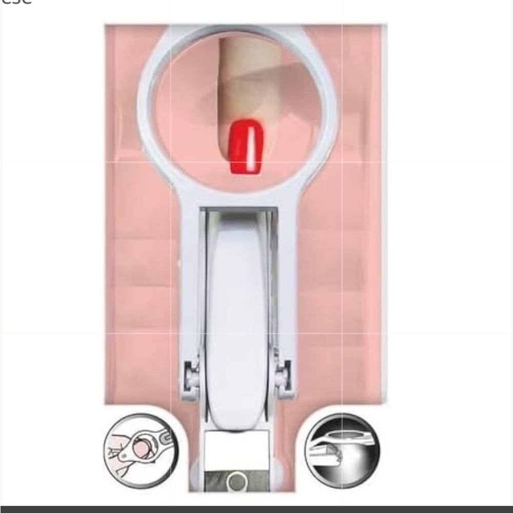 NEW About Beauty Nail Clipper with 3X Magnifier LED Light Stainless Steel White